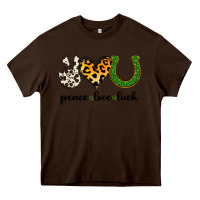 Chocolate Brown Peace Love Luck Heavy Core Tee - Jasminsmagicworld