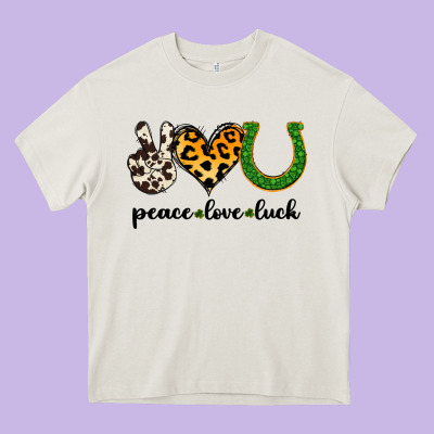 Peace Love Luck Heavy Core Tee Designed By Jasminsmagicworld