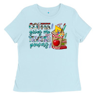Baby Blue Coffee Gives Me Teacher Powers Ladies Tee - CowhideDigitalArt
