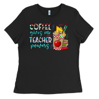 Black Coffee Gives Me Teacher Powers Ladies Tee - CowhideDigitalArt
