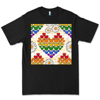 Black Pride lgbtq hearts and daisy seamless pattern Premium Tee - BundleAndBundleShop