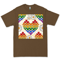 Cacao Pride lgbtq hearts and daisy seamless pattern Premium Tee - BundleAndBundleShop