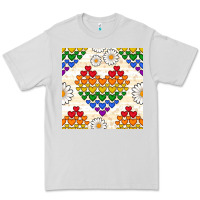 Dove Grey Pride lgbtq hearts and daisy seamless pattern Premium Tee - BundleAndBundleShop