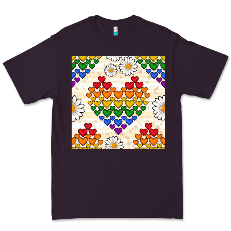 Pride Lgbtq Hearts And Daisy Seamless Pattern Premium Tee by BundleAndBundleShop | Teevron
