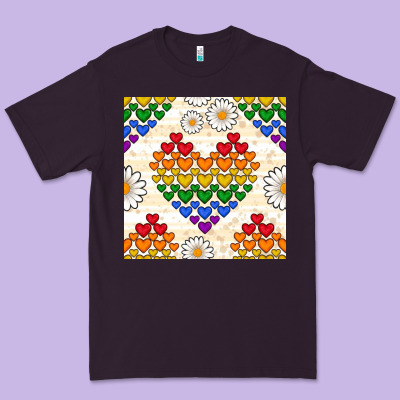 Pride Lgbtq Hearts And Daisy Seamless Pattern Premium Tee Designed By Bundleandbundleshop