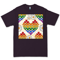 Plum Pride lgbtq hearts and daisy seamless pattern Premium Tee - BundleAndBundleShop