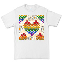 White Pride lgbtq hearts and daisy seamless pattern Premium Tee - BundleAndBundleShop