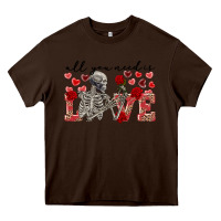 Chocolate Brown Skeleton all you need is love Heavy Core Tee - FaDigitalArtStudio