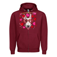 Burgundy Valentine's day  bull terrier Zipper Hoodie - RanaPortraitStore