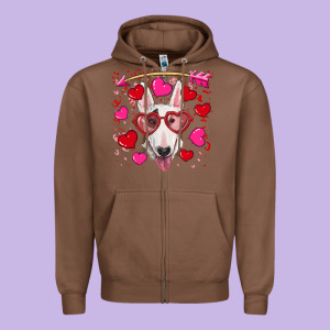 Valentine's Day  Bull Terrier Zipper Hoodie Designed By Ranaportraitstore