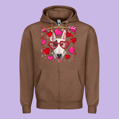 Valentine's Day  Bull Terrier Zipper Hoodie Designed By Ranaportraitstore