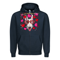 Navy Valentine's day  bull terrier Zipper Hoodie - RanaPortraitStore