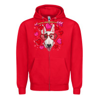 Red Valentine's day  bull terrier Zipper Hoodie - RanaPortraitStore