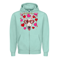 Seafoam Valentine's day  bull terrier Zipper Hoodie - RanaPortraitStore