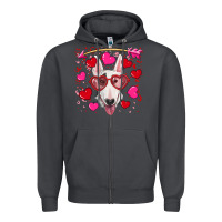 Smoke Valentine's day  bull terrier Zipper Hoodie - RanaPortraitStore