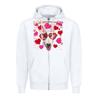 White Valentine's day  bull terrier Zipper Hoodie - RanaPortraitStore