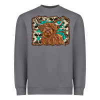 Storm highland cow western background Heavyweight Sweatshirt - RanaPortraitStore