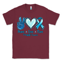 Burgundy Peace Love Cure Prostate Cancer Classic Tee - Jasminsmagicworld