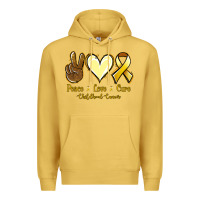 Antique Gold Peace Love Cure Childhood Cancer Premium Hoodie - Jasminsmagicworld