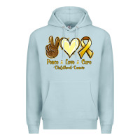 Blue Mist Peace Love Cure Childhood Cancer Premium Hoodie - Jasminsmagicworld