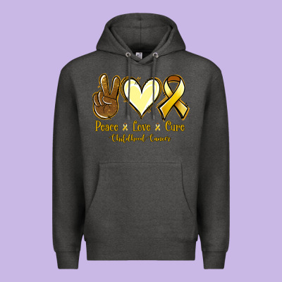 Peace Love Cure Childhood Cancer Premium Hoodie Designed By Jasminsmagicworld