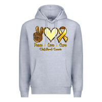 Heather Grey Peace Love Cure Childhood Cancer Premium Hoodie - Jasminsmagicworld