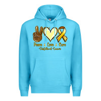Ocean Blue Peace Love Cure Childhood Cancer Premium Hoodie - Jasminsmagicworld
