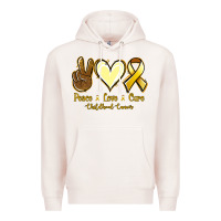 Pale Pink Peace Love Cure Childhood Cancer Premium Hoodie - Jasminsmagicworld