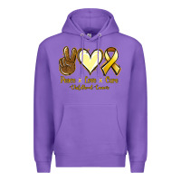 Purple Peace Love Cure Childhood Cancer Premium Hoodie - Jasminsmagicworld