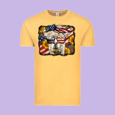 Western 4th Of July Lama Background Vintage Tee Designed By Lillyallendesigns