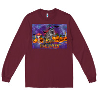Burgundy Happy Halloween Raccoon Long Sleeve Tee - LillyAllenDesigns