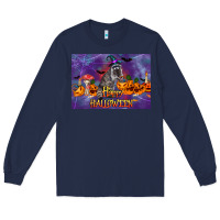 Navy Happy Halloween Raccoon Long Sleeve Tee - LillyAllenDesigns