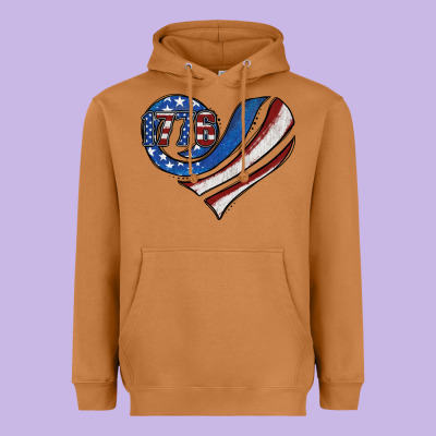 American Flag Heart Heavyweight Hoodie Designed By Jasminsmagicworld