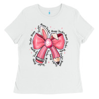 White easter bunny pencil bow Ladies Tee - CowhideDigitalArt
