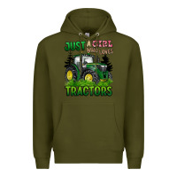 Army Green just a girl who loves tractors Premium Hoodie - BarkalooDesign