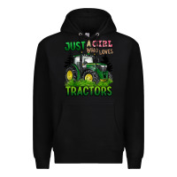 Black just a girl who loves tractors Premium Hoodie - BarkalooDesign