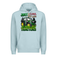 Blue Mist just a girl who loves tractors Premium Hoodie - BarkalooDesign