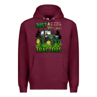 Burgundy just a girl who loves tractors Premium Hoodie - BarkalooDesign