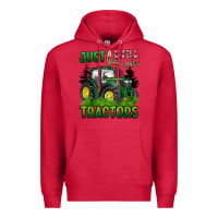 Cardinal just a girl who loves tractors Premium Hoodie - BarkalooDesign