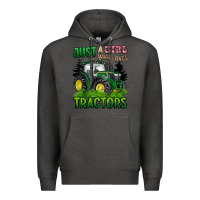Charcoal Heather just a girl who loves tractors Premium Hoodie - BarkalooDesign