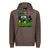 Coffee just a girl who loves tractors Premium Hoodie - BarkalooDesign