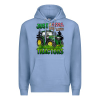 Colony Blue just a girl who loves tractors Premium Hoodie - BarkalooDesign