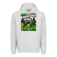Dove Grey just a girl who loves tractors Premium Hoodie - BarkalooDesign