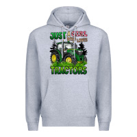 Heather Grey just a girl who loves tractors Premium Hoodie - BarkalooDesign