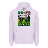Lilac just a girl who loves tractors Premium Hoodie - BarkalooDesign