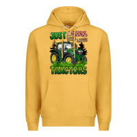 Mustard just a girl who loves tractors Premium Hoodie - BarkalooDesign