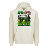 Oatmeal Heather just a girl who loves tractors Premium Hoodie - BarkalooDesign