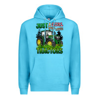 Ocean Blue just a girl who loves tractors Premium Hoodie - BarkalooDesign