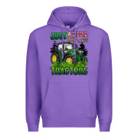 Purple just a girl who loves tractors Premium Hoodie - BarkalooDesign