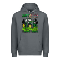 Rock just a girl who loves tractors Premium Hoodie - BarkalooDesign